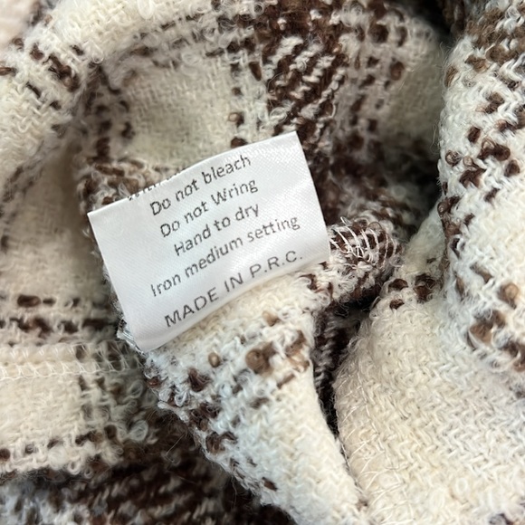 Jess Crum by Hazel & Olive This Moment Cream Brown Plaid Shacket Jacket New - Picture 6 of 9